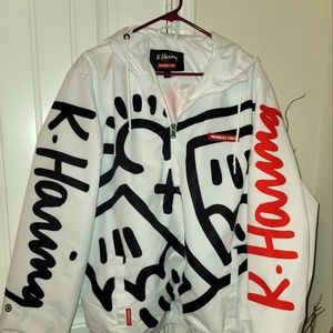 Enhance your style with this Men's Keith Haring X Members Only Windbreaker Jacke